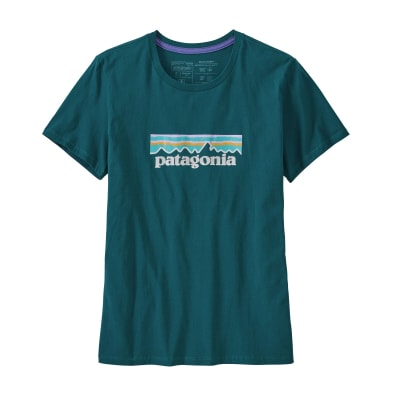 Polera Patagonia Mujer Pastel P-6 Logo Organic Crew T-Shirt Verde1