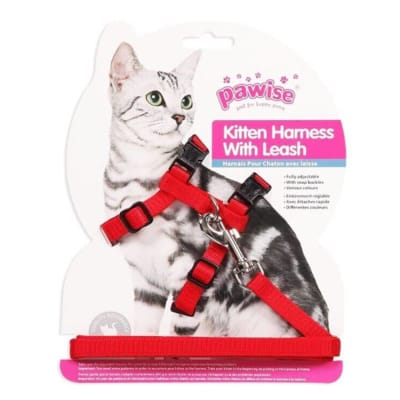 Arnes Gato Ajustable Pawise Rojo y Azul Pecho hasta 31 cm