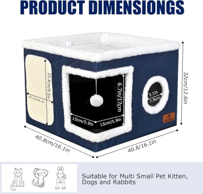 Casa Iglu Para Gatos Con Pompon 41×41×32cm1