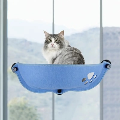 Hamaca Gato Fieltro Celeste 67x25x25 cm