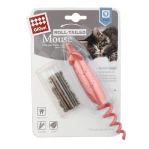 GiGwi Ratón con Catnip Rojo Ayuda Limpieza Dental1