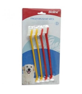Bioline Set de 4 Cepillos de Dientes para Perros