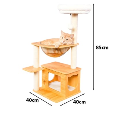.Rascador con Cápsula y Casa Madera 85 cm1
