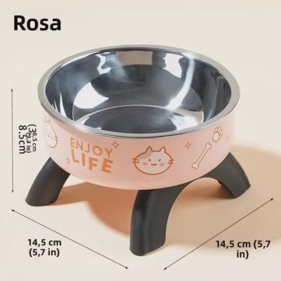 Plato Elevado Acero Inoxidable Rosado Diametro 14 cm