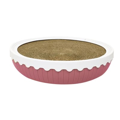 Rascador Redondo con Base Plástica Rosada 43x10 cm