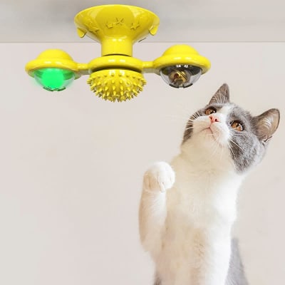 Molino de Viento con Catnip, Luz Led y Masajeador Colores