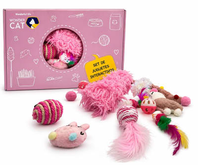 Kit juguetes rosados para gato 15 piezas1