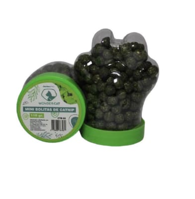 Mini bolitas de CATNIP en contenedor de patita 5.5x 9cm
