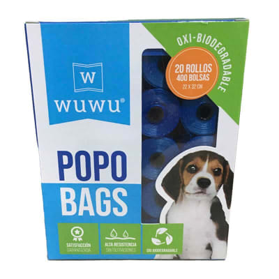Wuwu Bolsas para Fecas 400 Unidades Oxibiodegradables.