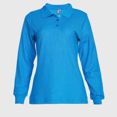 Polera Pique 80/20 ML Mujer color azul rey