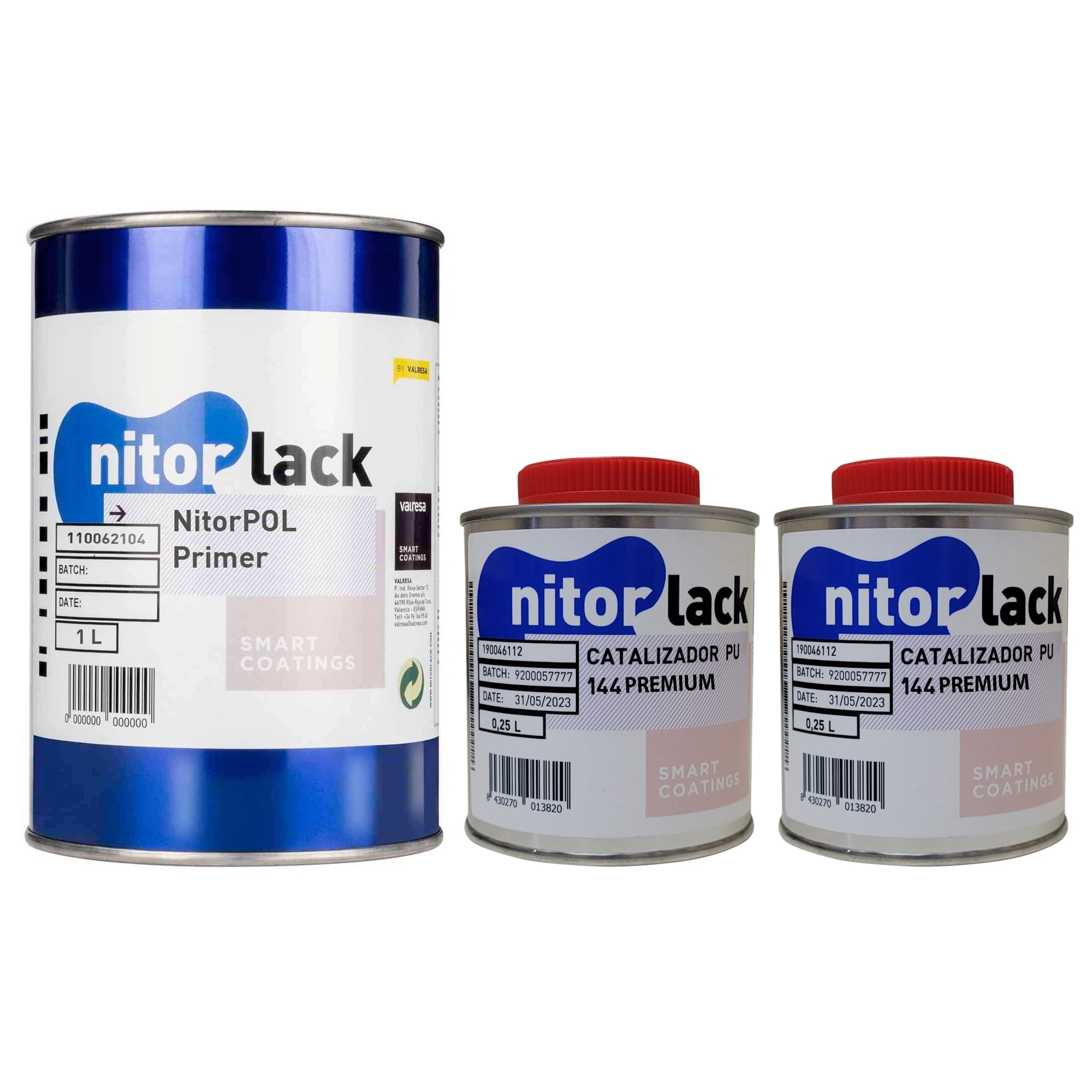 Poliuretano Primer Nitorpol de Nitorlack Incoloro. 1 litro + 2 Catalizadores 144 de 250 ml