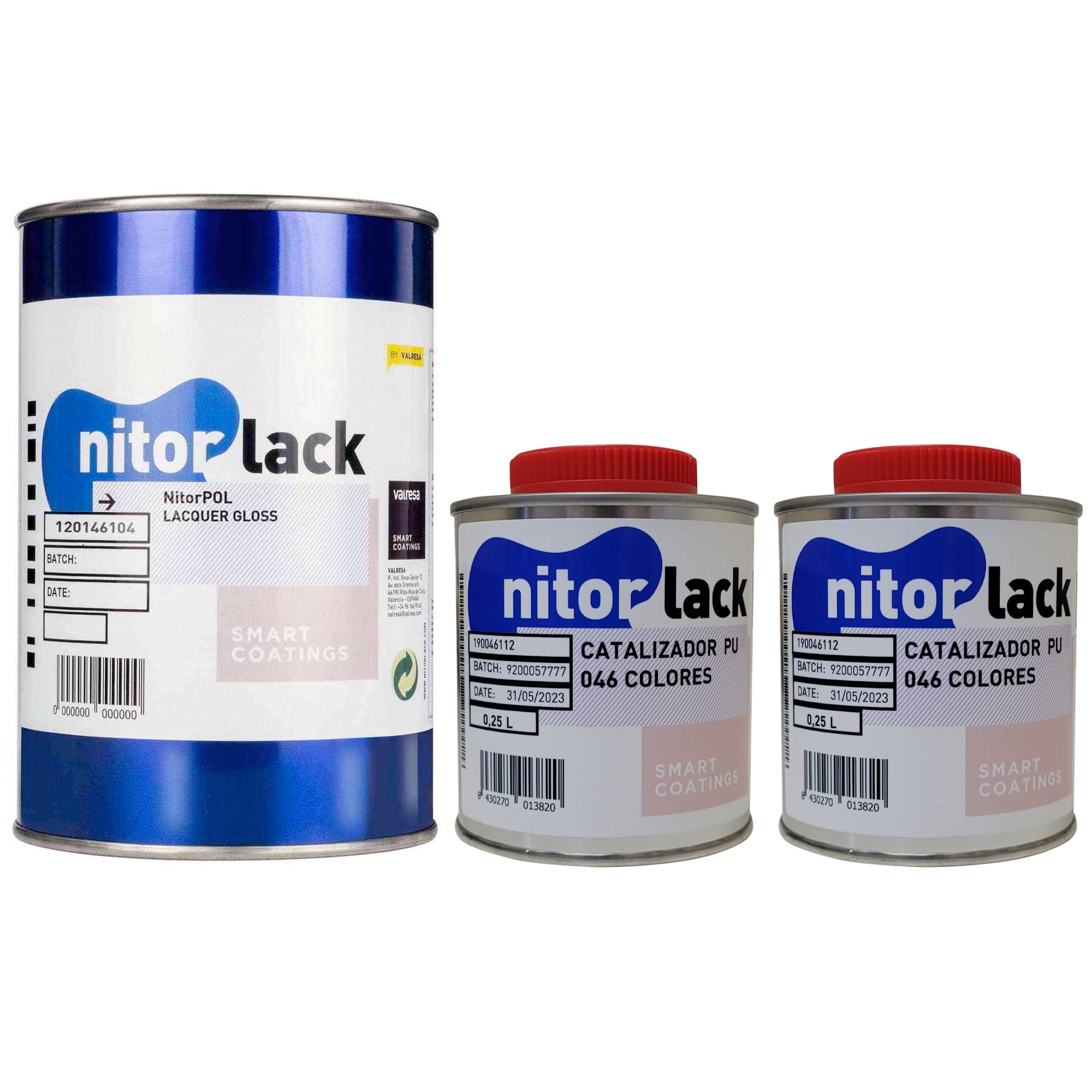 Poliuretano Lacquer Gloss Nitorpol de Nitorlack. Brillo. 1 litro + 2 catalizadores 046 de 250 ml