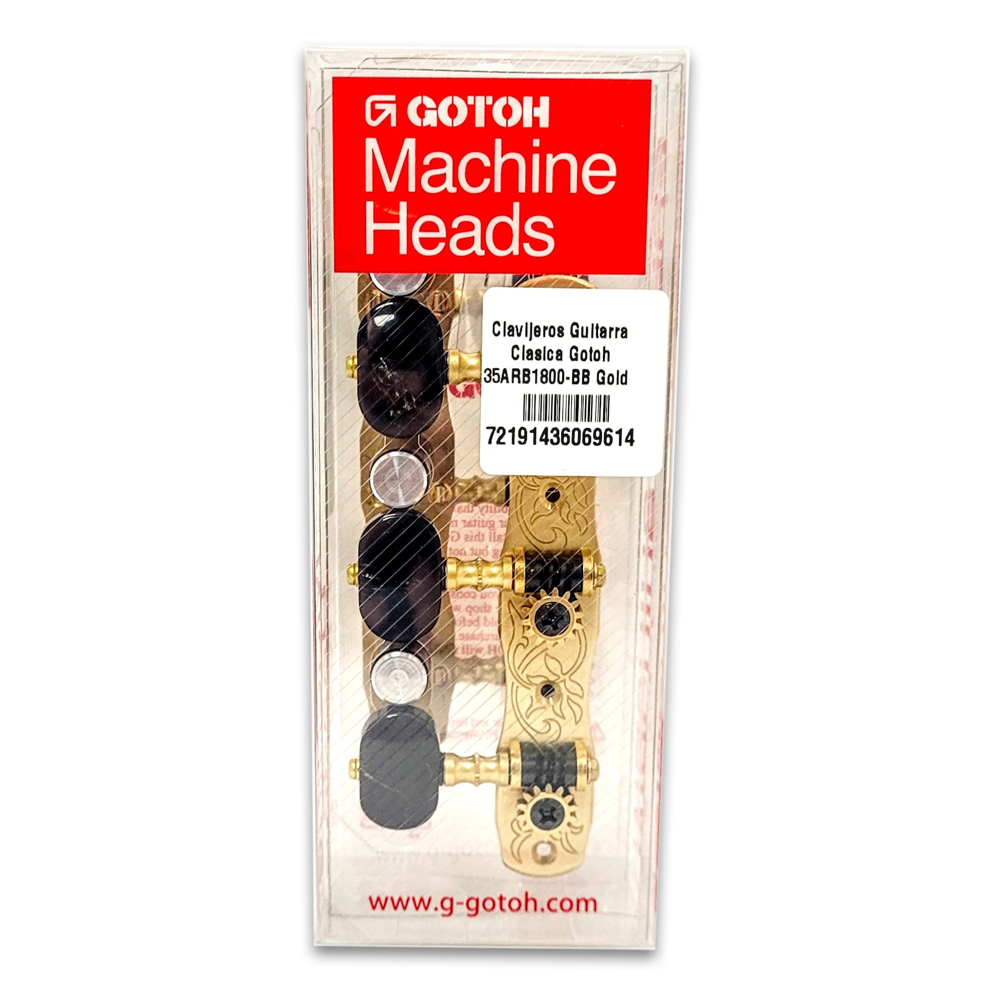 Clavijero Guitarra Clásica Gotoh 3L+3R Gold 35ARB1800-BB Bronce Sólido y Botón de Plastico Negro
