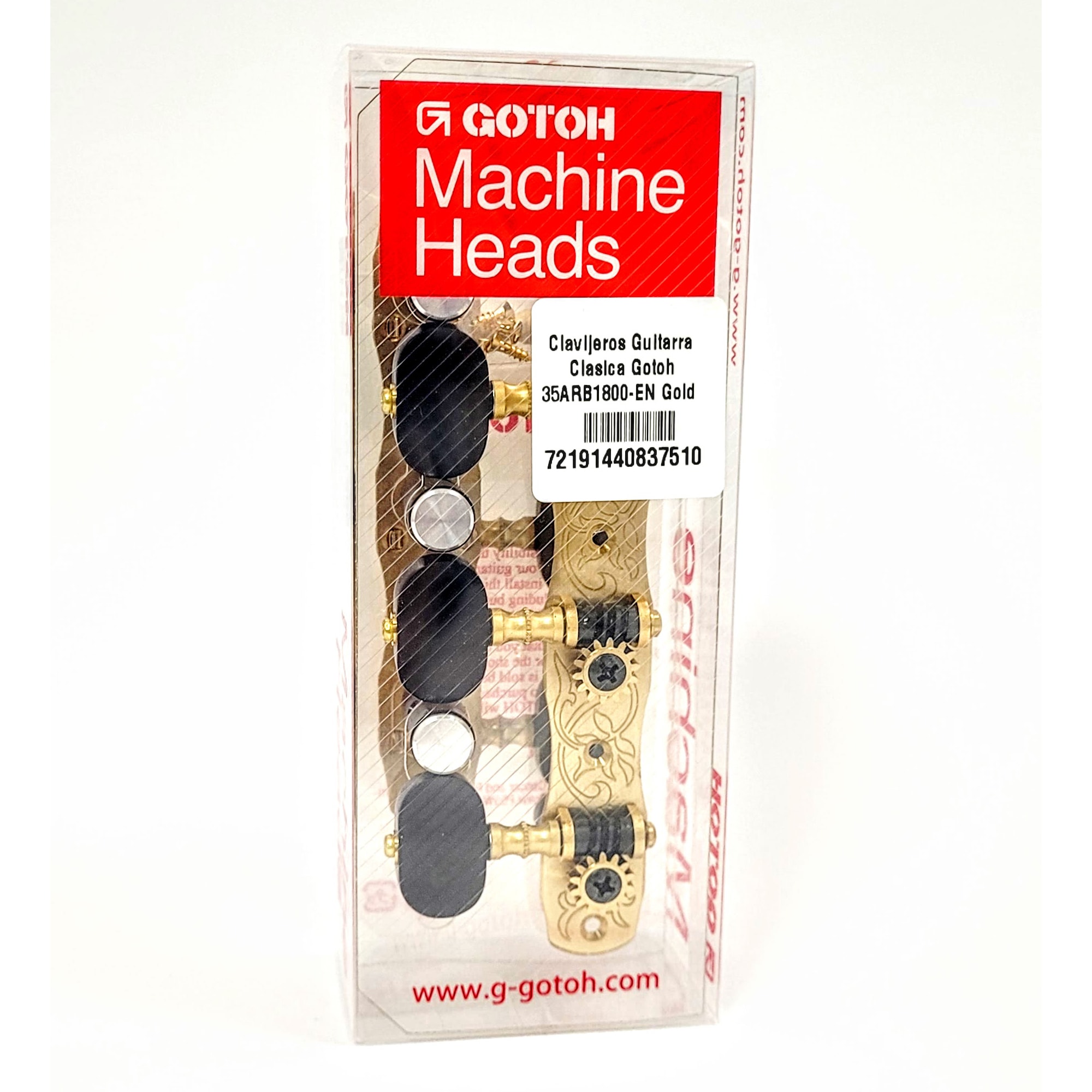Clavijero Guitarra Clásica Gotoh 3L+3R Gold 35ARB1800-EN Gold y Botón de Madera Negro