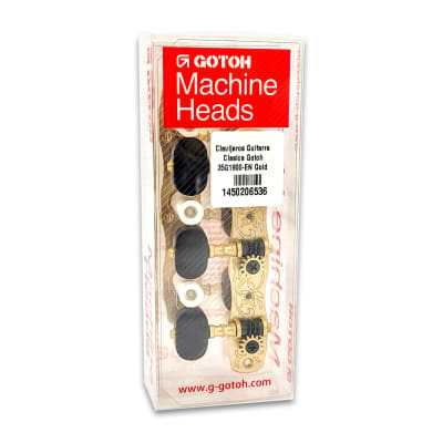 Clavijero Guitarra Clásica Gotoh 3L+3R Gold 35G1800-EN Bronce Sólido y Botón de Madera Ebano Negro