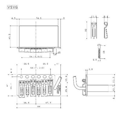 Tremolo Vintage Wilkinson. Mod: VSVG. Color: Nickel (54mm)