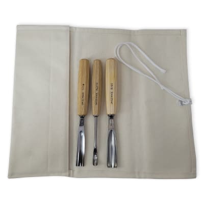 Pack de 2 Gubias Semicurvas y 1 Gubia Corta Tipo Cuchara Pfeil con Estuche de Lona
