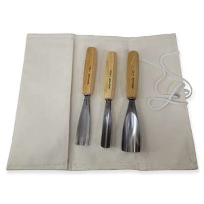 Pack de 2 Gubias Semicurvas y 1 Gubia en U Escultor Pfeil con Estuche de Lona