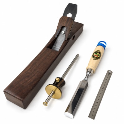 Pack Carpintero Premium: Cepillo, Formón, Gramil y Regla1