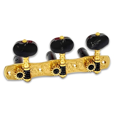 Clavijero Guitarra Clásica Gotoh 3L+3R Gold 35ARB1800-BB Bronce Sólido y Botón de Plastico Negro