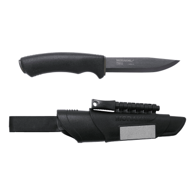 Cuchillo Bushcraft Survival BB (C) Acero al Carbono Morakniv 11742 Black + Mini Piedra de Diamante + Accesorio para Iniciar Fuego