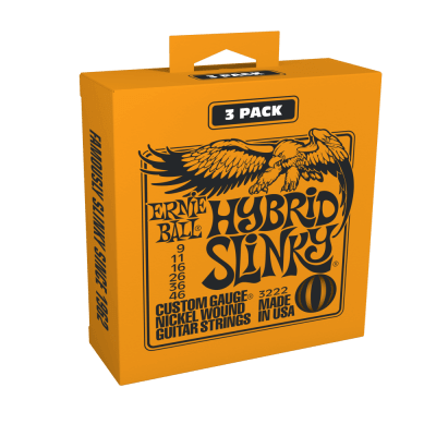 Cuerdas Mod: 3222 Hybrid Slinky para Guitarra Electrica .009 - .046 (Pack de 3 Sets)1