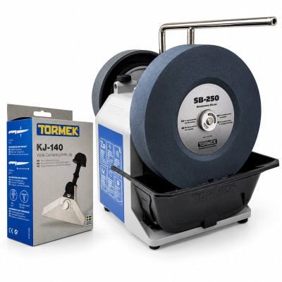 Afiladora Tormek T8 Custom con Disco Blackstone Silicon SB-250 y Guia de Cuchillos KJ-1401