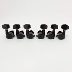 Clavijero Tipo Fender 3L-3R con Locking. Mod 6VEL0B-D07. Color Black