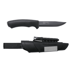 Cuchillo Bushcraft Survival BB (C) Acero al Carbono Morakniv 11742 Black + Mini Piedra de Diamante + Accesorio para Iniciar Fuego