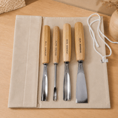 Pack de 3 Gubias Semi Curvas y 1 Gubia Semi plana Pfeil con Estuche de Lona