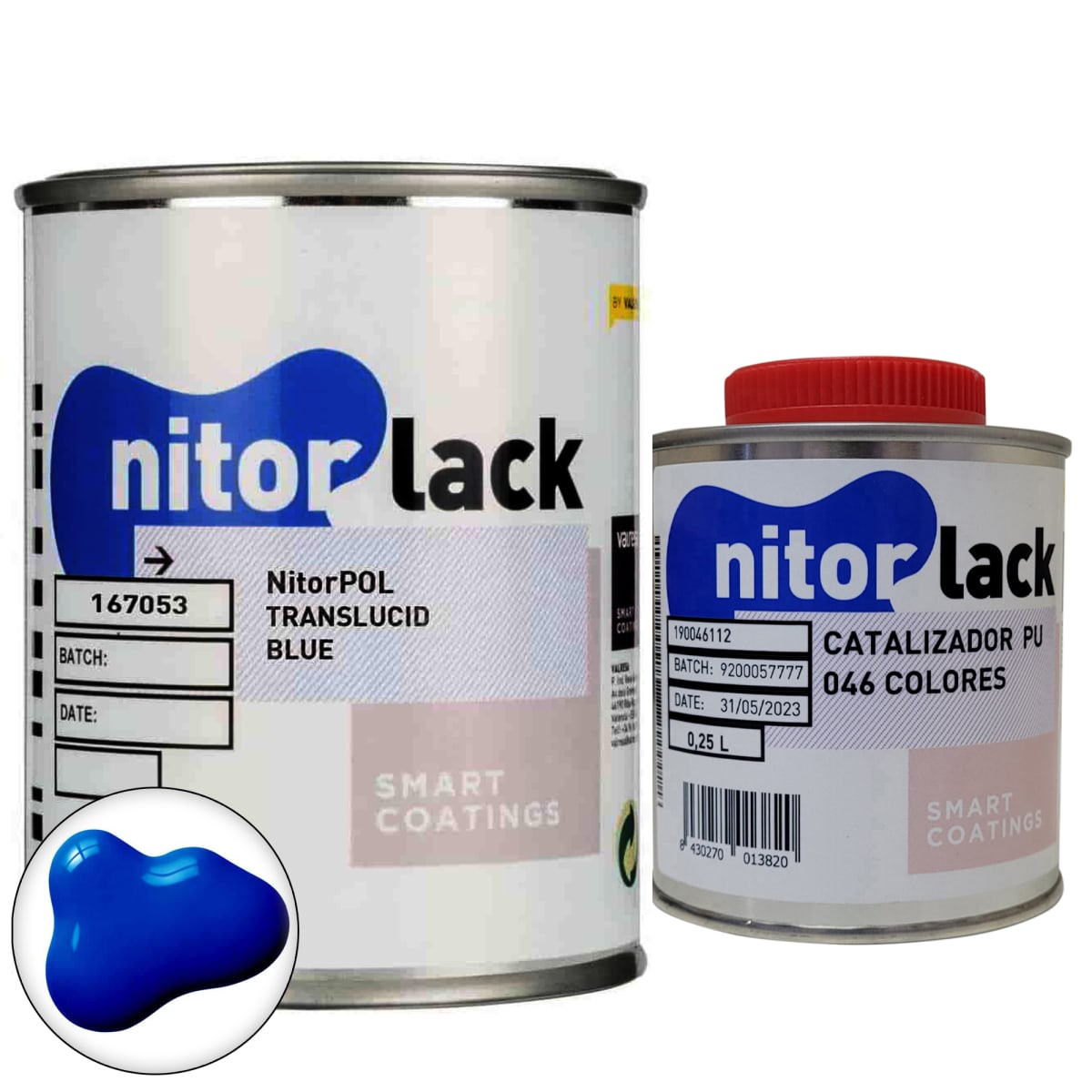 Poliuretano Nitorpol Translucid Blue de Nitorlack. Color. 500 ml + catalizador 046 de 250 ml 0