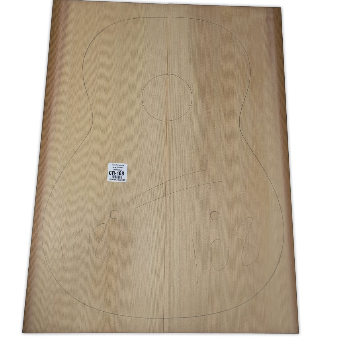 Tapa Armonica Unica CR-108 de Cedro Rojo Canadiense para Guitarra Calidad AAA8