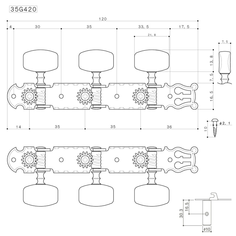 Clavijero Guitarra Clásica Gotoh 3L+3R Finish Gold 35G4508