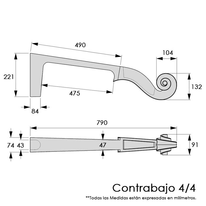 Mangos Semi Elaborados para Contrabajo 4/43