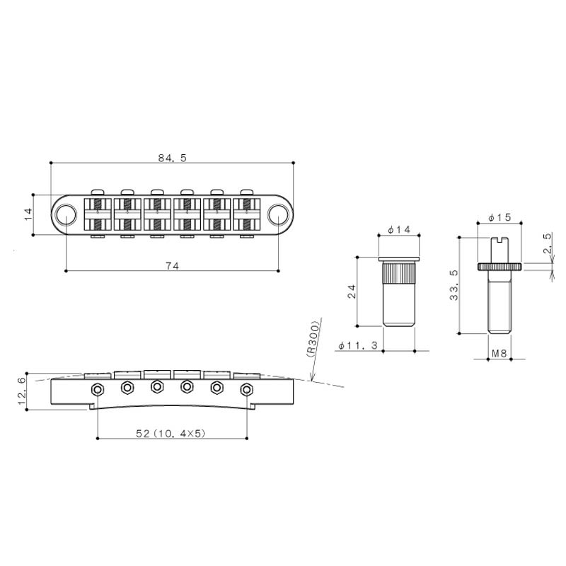 Puente Tune O Matic. Mod: GE103B-T. Color: Black1