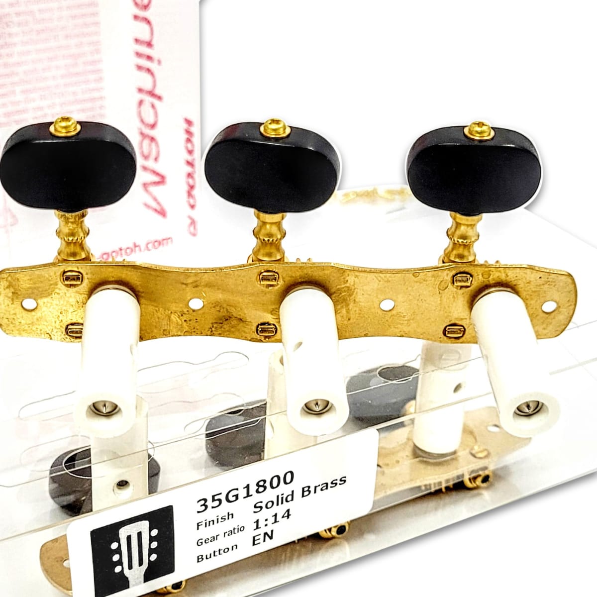 Clavijero Guitarra Clásica Gotoh 3L+3R Gold 35G1800-EN Bronce Sólido y Botón de Madera Ebano Negro4