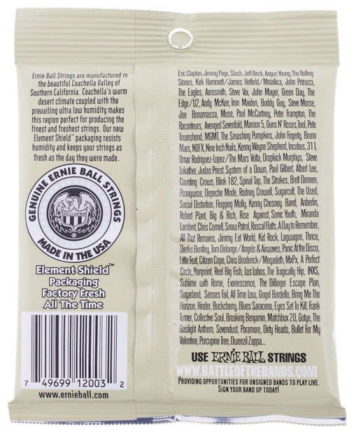 Cuerdas para Guitarra Electroacustica. 6-String. Medium Light Bronze Alloy .012 - .0542