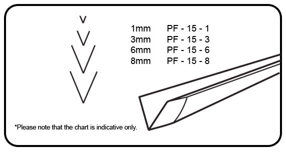 Gubia No 15 Partidor en 45º de 6 mm de ancho2