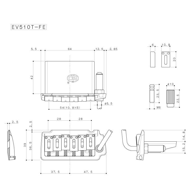 Tremolo Vintage. Black. Mod EV510T-FE (54mm)3