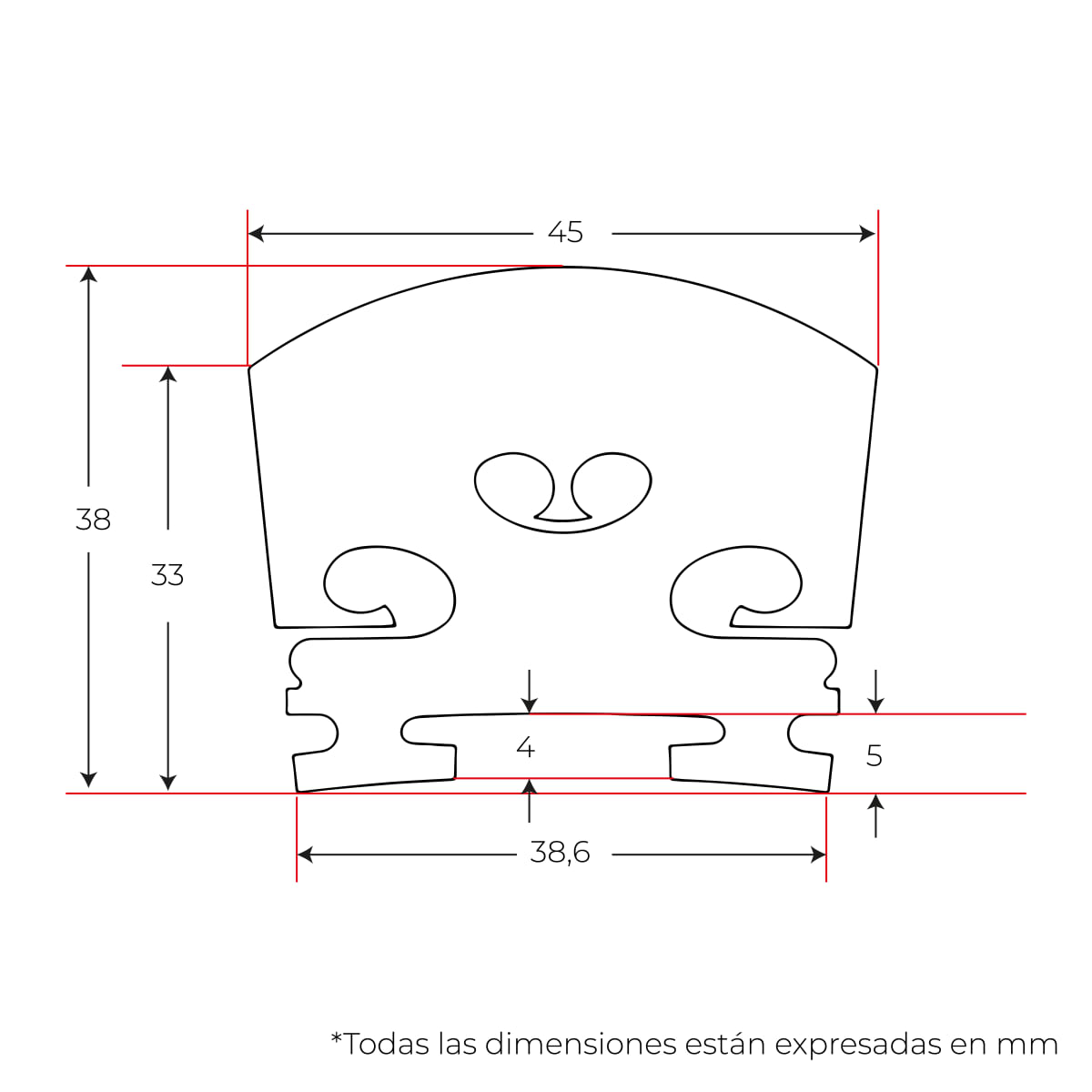 Puente de Arce Rizado AAA. Mod: Frances para Violin 3/42