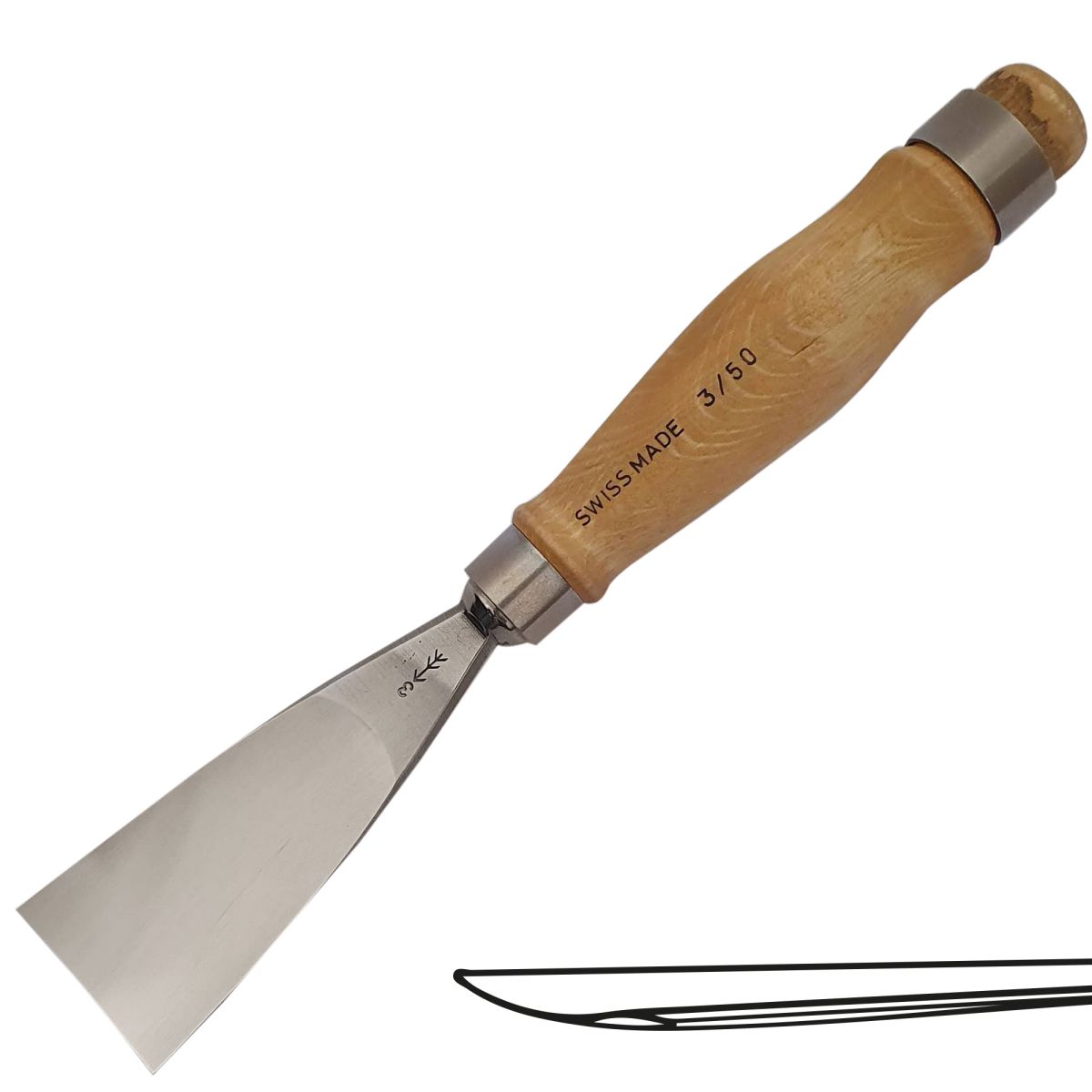 Gubia Pfeil 3 Semi Plana 50 mm de ancho para Tallado de Madera 0