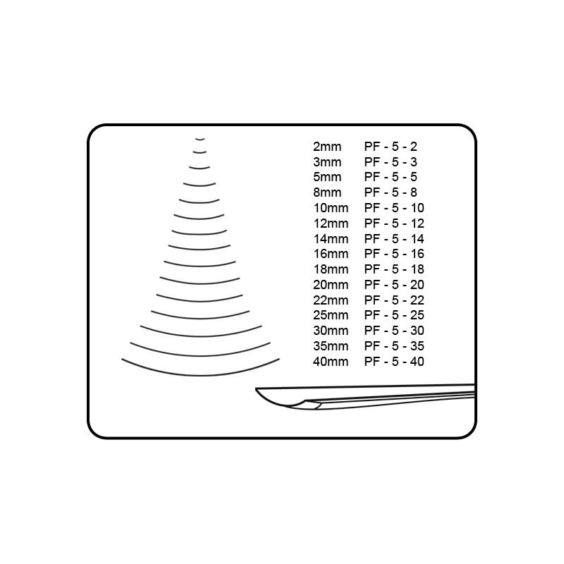 Gubia No 5 Semi Plana de 2 mm de ancho2