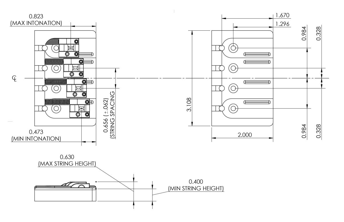 Puente para Bajo 4 Cuerdas / Mod: 5A400BB / Black (Hipshot®)1