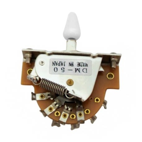 Switch 5-Way Abierto para Stratocaster. Mod: DM-50 WHT. Perilla White 1 Switch 5-Way Abierto para Stratocaster. Mod: DM-50 WHT. Perilla White 1