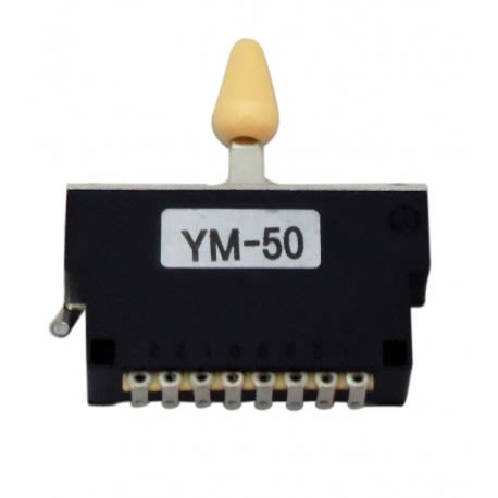 Switch 5-Way Sellado para Stratocaster. Mod: YM-50 IV. Perilla Beige 1 Switch 5-Way Sellado para Stratocaster. Mod: YM-50 IV. Perilla Beige 1