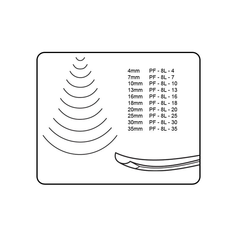 Gubia No 8L Semi Curva de 13 mm de ancho para hacer Cuchara o Cuenco1