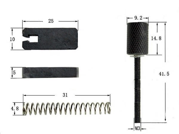 Headless Guitar Bridge String Saddles. Color Black (6 Pcs) 3