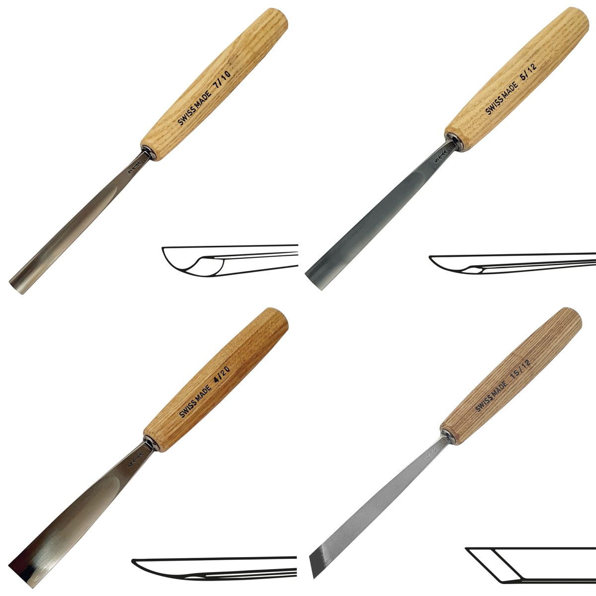 Set Ro 8 Pfeil de 7 Gubias y 1 Cuchillo con Estuche Roll-Up de Lona para Tallado en Madera5