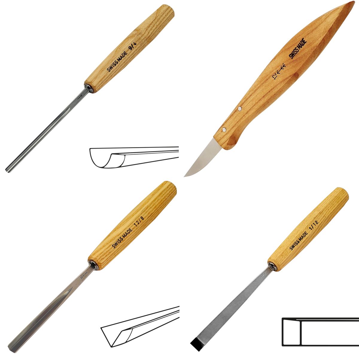 Set Ro 8 Pfeil de 7 Gubias y 1 Cuchillo con Estuche Roll-Up de Lona para Tallado en Madera6