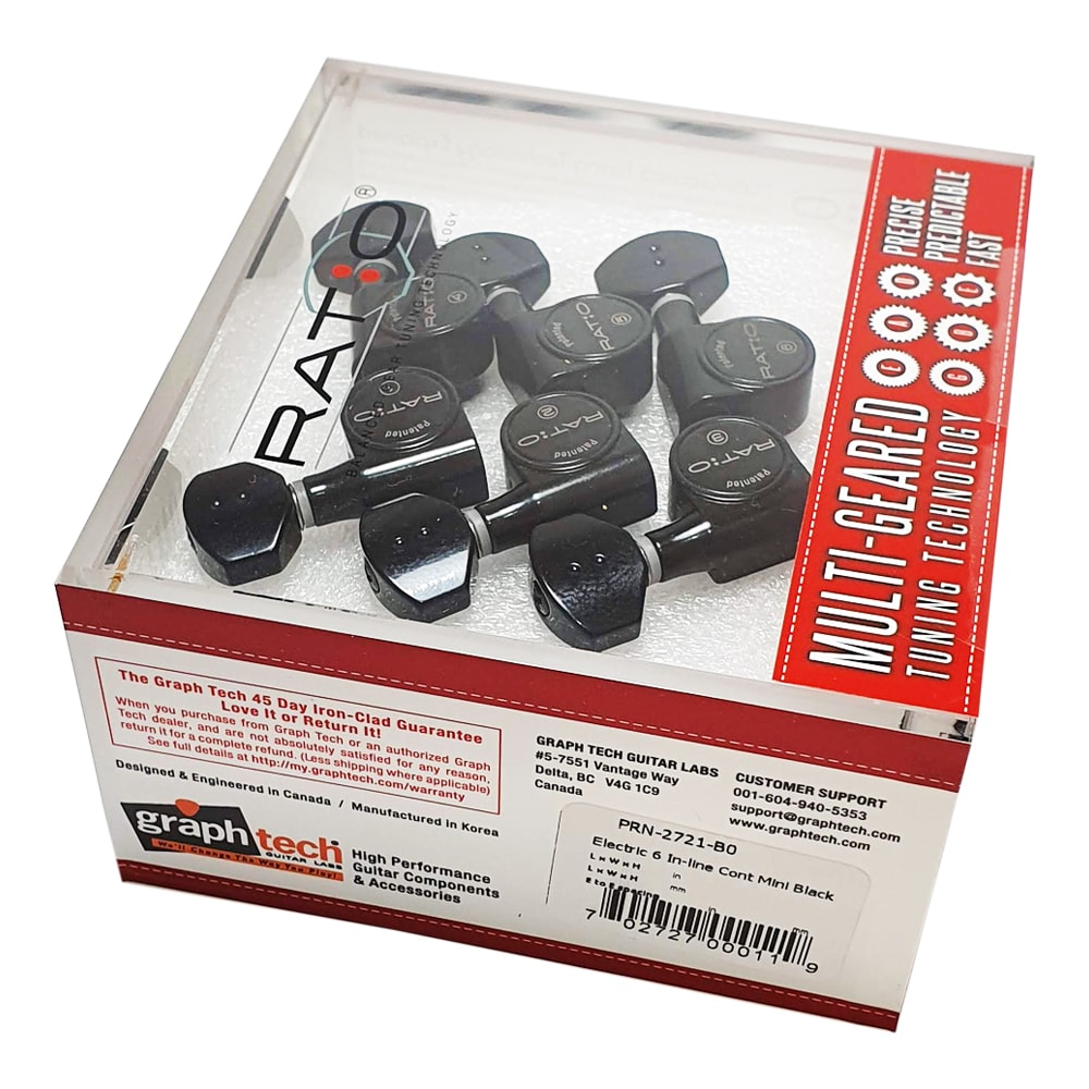 Clavijero Ratio 6L Black para Guitarra Electrica PRN-2721-B0 0